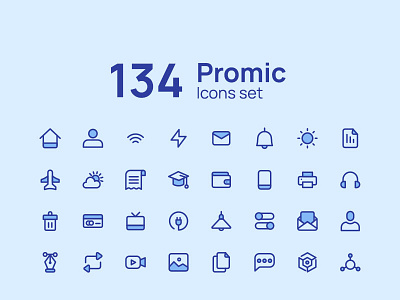Promic Icons Set - $9 art business icon icons illustration line icon monogram outline icons solid icon technology vector