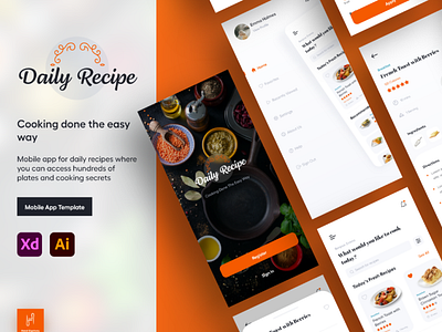 Daily Recipe App Template | Food App Template | Draftik