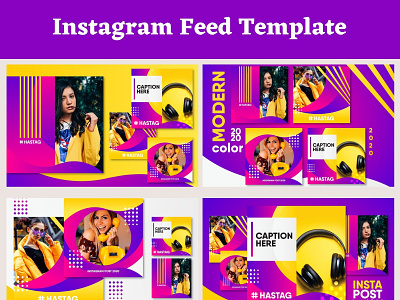 Instagram Feed Template | Draftik bannerdesign instagramfeeddesign poster templatedesign