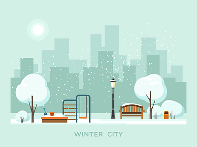 Winter City design flat illustration ui vector