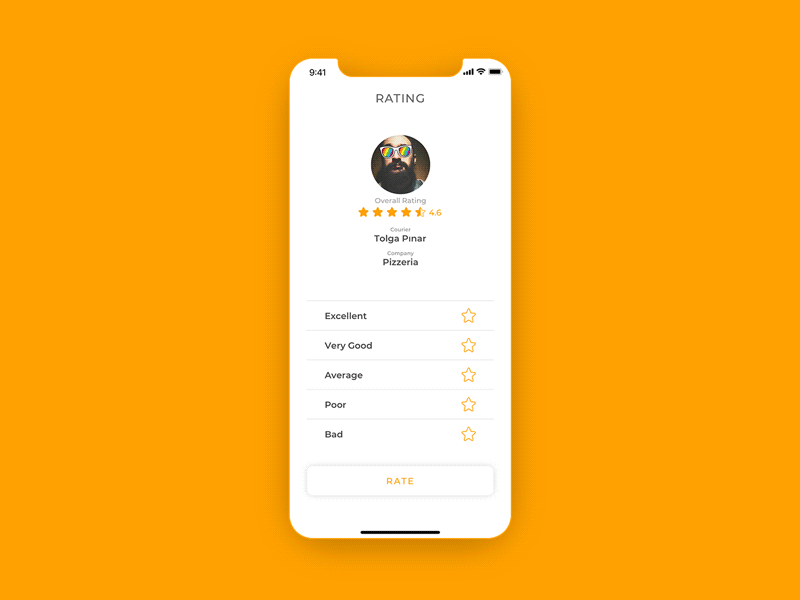 Rate Your Experience animation app design ui ux