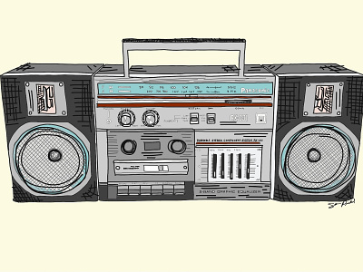 Panasonic Stereo By Sara Pimental cassette tape drawing iconography illustration digital panasonic radio stereo