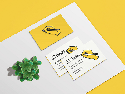 JJ Creates Business Cards adobe illustrator adobe illustrator cc brand and identity branding business card design graphic design illustration lettering logo logomark logotype typography vector wordmark logo yellow