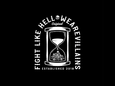 Fight Like Hell 🖤 apparel design branding hourglass screen print skull vector