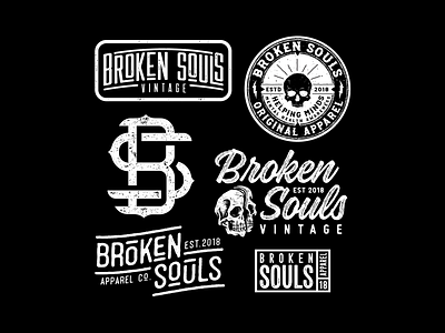 Broken Souls Apparel Identity Design Pack apparel branding design graphic design identity identity design lettering logo typography vector vintage