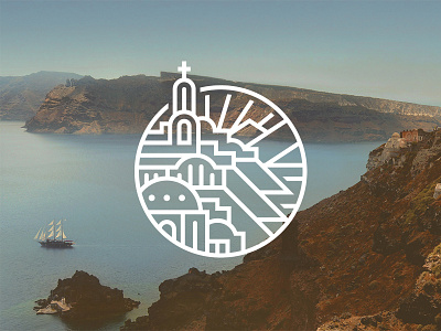 Santorini, Greece cliff greece icon iconography logo monoline ocean photo santorini