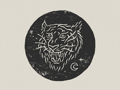 Tiger Sigil blockprint illustration linocut mysticism occult print printmaking tattoo tiger