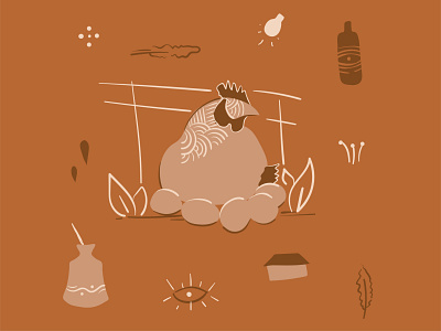 Incubating Hens designforsale earthtone earthy fasting illustration illustrations minimalism minimalist ramadan ramadan2020