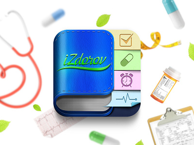 Health app iOS icon app blue book health icon ios mobile pill