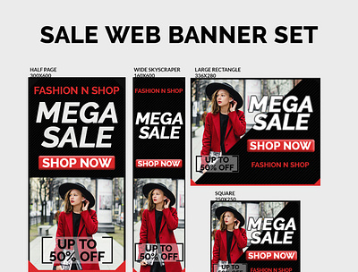 Mega sale web banner set ad advertising banner banner ad promotion web banner web banner ad web banner design website