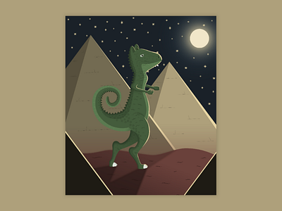 Dragon in the desert. dragon illustration nait vector