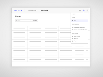 Navigation Dropdown Menu of Table / Queue