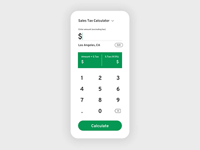 DailyUI #004 : Sales Tax Calculator App calculator app calculator app design calculator design calculator ui daily ui daily ui 004 dailyui dailyuichallenge finance calculator mobile mobile app design mobile calculator mobile design sales tax sales tax calculator tax calculator