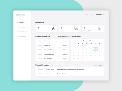 Medical Dashboard by Grace G. on Dribbble