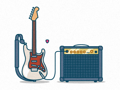 Guitar Setup amp fender guitar illustration marshall music stratocaster vector