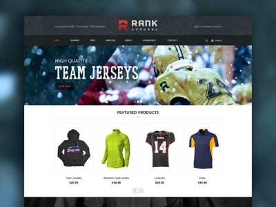 Rank Apparel athletics commerce football grunge jerseys sports website