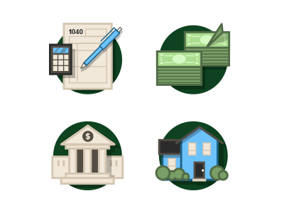 Financial Icons bank financial home icons money taxes vector