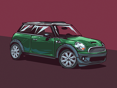 Mini Cooper baltimore car drive green illustration mini cooper