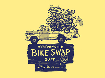 Spoke Apparel Co. Bike Swap Tee 2017 biking design illustration pickup screenprint t shirt truck