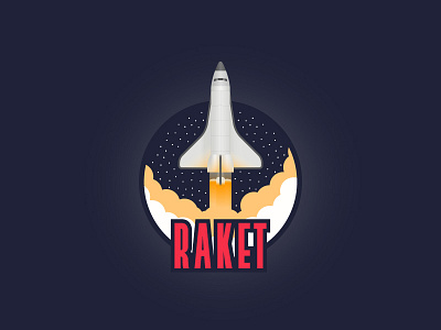 RAKET exploration flat gradients illustration logo rocket space space shuttle stars