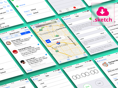 Free Fully Editable GUI Content Views for iOS 7 app download free interface ios ios7 iphone sketch template ui ux