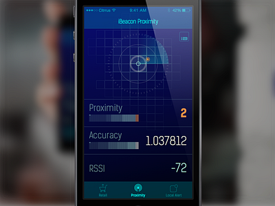 iBeacon Demo App UI app data data visualization geometric grid ibeacon ios marketing retail wearables