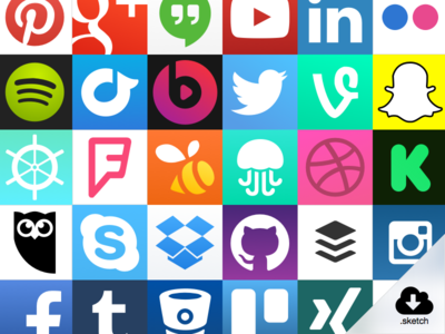 Sketch Social Logos (Vector)