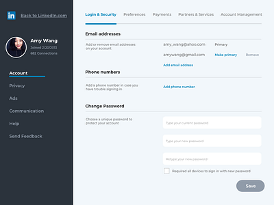 LInkedIn Account Settings (Redesign) @daily ui @dailyui ui ux