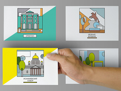 Postcards Saint-Petersburg design icon illustration post cards postcard typography