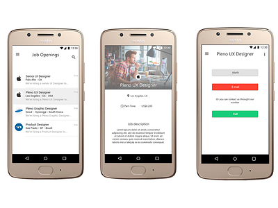 Daily UI #050 Job Listing adobe xd android app android app design challenge dailyui design graphic design job job application job listing jobsite motorola ui user interface vector visual art