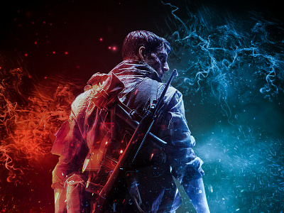 Battlefield V Poster Design battlefield battlefield v gaming graphic design photomanipulation photoshop photoshop art red and blue war