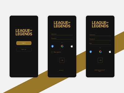 Log Screen for League of Legends App app app design league of legends log in mobile ui
