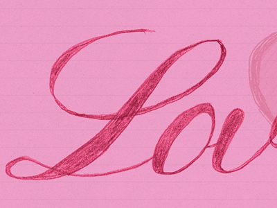 Love letterforms love pencil pink type valentines day