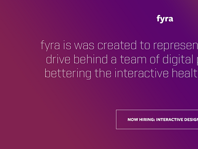 fyra Landing about page company gradient hiring landing page