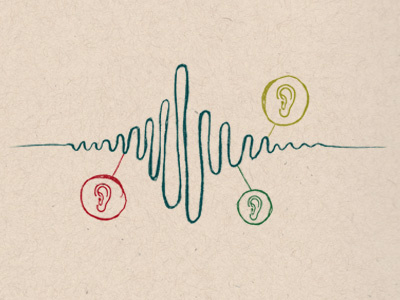 Soundwave illustration listening pencil soundwave
