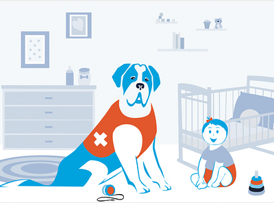 Toddler and Dog Branding animation branding design detail dog illustration toddler ui vector