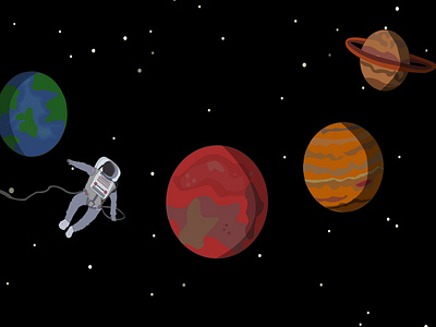 Far Away animation astronaut cartoon design earth illustration mars mercury planets saturn sky space stars