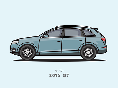 Audi Q7 2016 Flat Line Illsutration car design flat flat line icon illustration illustrator minimal suv vector