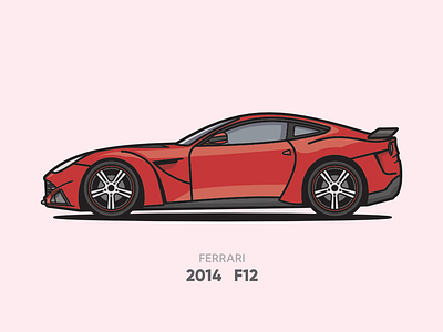 Ferrari F12 Illustration car design flat flat line icon identity illustration illustrator logo vector