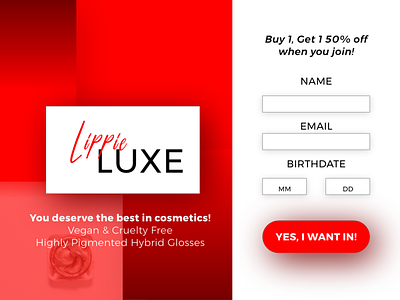 Lippie Luxe Lead Generation adobexd design landing page lead magnet ux web