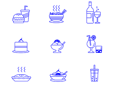 Food Icons adobe illustrator cocktails deserts design digital art drinks food graphic icon design iconography icons illustration ramen ui vector