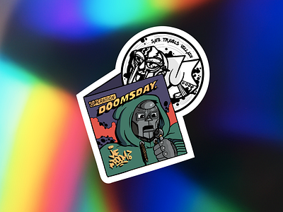 MF Doom Holographic Sticker adobe illustrator adobe illustrator draw stickers vector