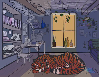 Tiger Room adobe illustrator draw illustration