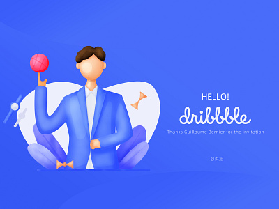 Hello Dribbble! illustration 人物 插画家 西装 运球 追波 邀请