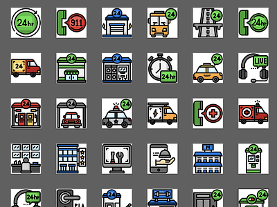 24 hour services 24 hour car hour services icon illustration