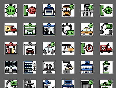 24 hour services 24 hour car hour services icon illustration