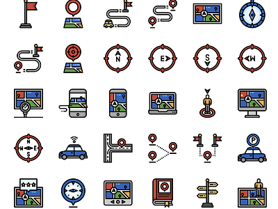 Gps And maps design flat gps icon maps