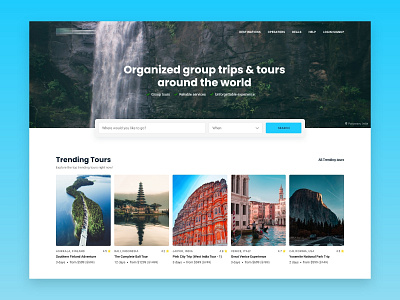 Tours & Travels - Homepage booking clean design landing page layout tour tourism travel ui ux ui design web design website