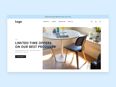 Furniture eCommerce Hero clean ecommerce furniture hero section landing page layout minimal ui ux ui design web design website