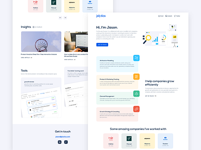 jslytics | Portfolio landing page analytics clean landing page layout marketing personal brand portfolio ui ux ui design web design website